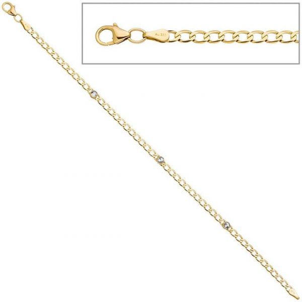 Schmuck Krone Armband "3,6mm Armband mit Blautopas hellblau blau 333 Gold Gelbgold Goldarmband 19cm"