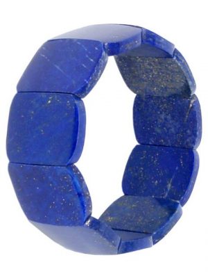 Schmuck Krone Armband "Armband aus Edelstein Lapis-Lazuli 25mm breit Naturstein blau glatt dehnbar Ø6cm"