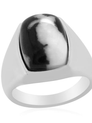 Schneeflocken-Obsidian-Herren-Silberring