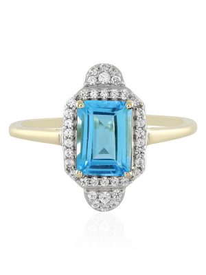 Schweizblauer Topas-Goldring (Adela Gold)