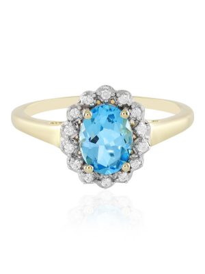Schweizblauer Topas-Goldring (Adela Gold)