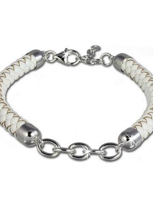 SilberDream Charm-Armband "FC0033W SilberDream Charmsarmband weiß", Charmsarmbänder ca. 18cm + 2,5cm Verlängerungskette, 925 Sterling Silber, Farbe: weiß, silber