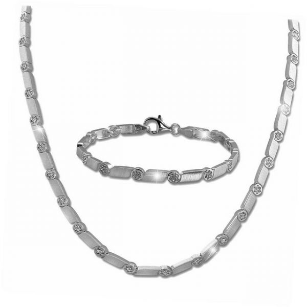 SilberDream Schmuckset "SDS464W SilberDream Collier & Armband Zirkonia" (2-tlg), Schmucksets ca. 45cm (Kette), ca. 19cm (Armband), 925 Sterling Silber, Farbe: weiß, silber