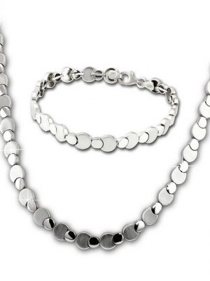 SilberDream Schmuckset "SDS474J SilberDream Circles Collier und Armband" (2-tlg), Schmucksets (Circles) ca. 44,5cm (Kette), ca. 19cm (Armband), 925 Sterling Silber, Farbe: silber