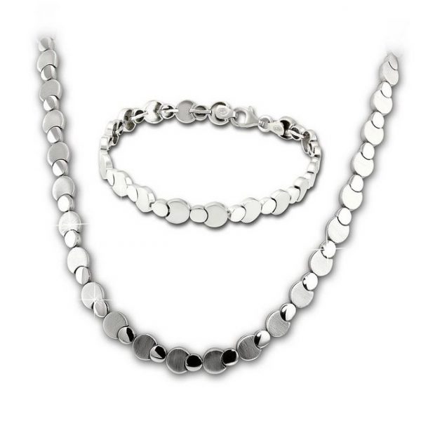 SilberDream Schmuckset "SDS474J SilberDream Circles Collier und Armband" (2-tlg), Schmucksets (Circles) ca. 44,5cm (Kette), ca. 19cm (Armband), 925 Sterling Silber, Farbe: silber