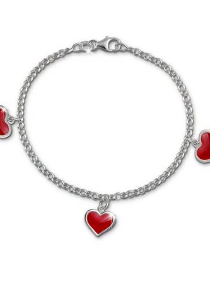 SilberDream Silberarmband "SDA010 SilberDream Armband rot Schmuck für Kinder" (Armband), Kinder Armband (Herzchen) ca. 16,5cm, 925 Sterling Silber, Farbe: rot