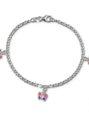 SilberDream Silberarmband "SDA011 SilberDream Armband rosa Schmetterling" (Armband), Kinder Armband (Schmetterling) ca. 15,5cm, 925 Sterling Silber, Farbe: rosa, lila