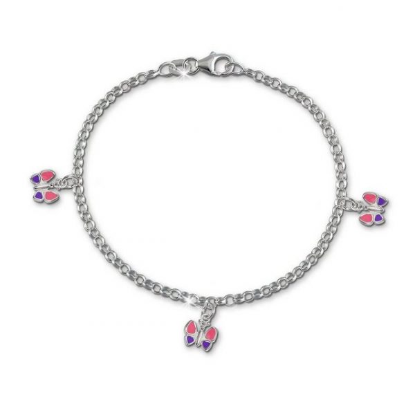 SilberDream Silberarmband "SDA011 SilberDream Armband rosa Schmetterling" (Armband), Kinder Armband (Schmetterling) ca. 15,5cm, 925 Sterling Silber, Farbe: rosa, lila