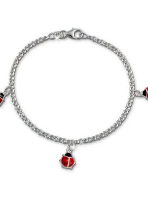 SilberDream Silberarmband "SDA012 SilberDream Armband Marienkäfer für Kinder" (Armband), Kinder Armband (Marienkäfer) ca. 16cm, 925 Sterling Silber, Farbe: rot, schwarz