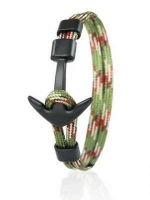 Skipper Armband "Skipper Anker Armband 21 cm Nylon Armschmuck in Oliv/Bunt mit Schwarzem Anker 6962"