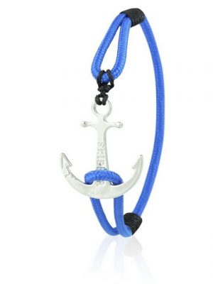Skipper Armband "Skipper Anker Armband Nylon maritimes Armschmuck in Blau mit Silbernem Anker 6930"