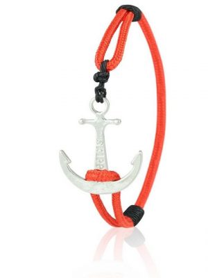 Skipper Armband "Skipper Anker Armband Nylon maritimes Armschmuck in Rot mit Silbernem Anker 6933"