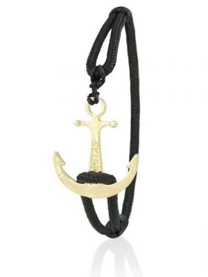 Skipper Armband "Skipper Anker Armband Nylon maritimes Armschmuck in Schwarz mit Goldenem Anker 6923"