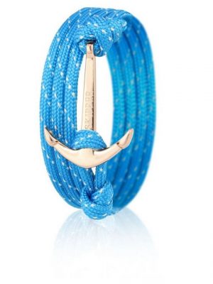 Skipper Armband "Skipper Anker-Armband Wickelarmband Nylon in Hellblau Glitzer mit Goldenem Anker 6644"