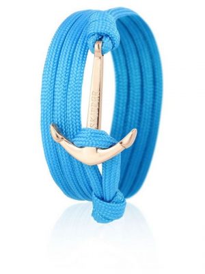 Skipper Armband "Skipper Anker-Armband Wickelarmband Nylon in Hellblau mit Goldenem Anker 6621"