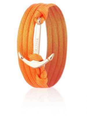 Skipper Armband "Skipper Anker-Armband Wickelarmband Nylon in Orange mit Silbernem Anker 8008"