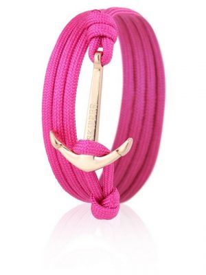 Skipper Armband "Skipper Anker-Armband Wickelarmband Nylon in Pink mit Goldenem Anker 6995"