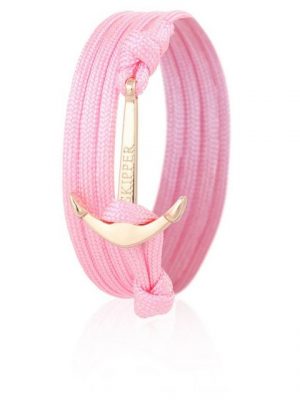 Skipper Armband "Skipper Anker-Armband Wickelarmband Nylon in Rosa mit Goldenem Anker 6994"