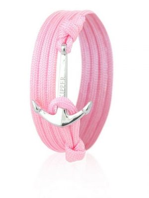 Skipper Armband "Skipper Anker-Armband Wickelarmband Nylon in Rosa mit Silbernem Anker 7072"