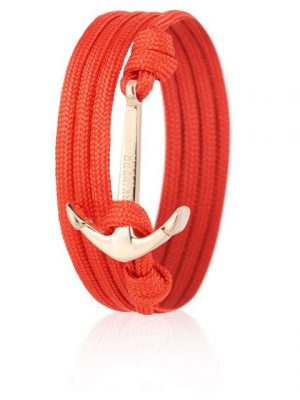 Skipper Armband "Skipper Anker-Armband Wickelarmband Nylon in Rot mit Goldenem Anker 6627"