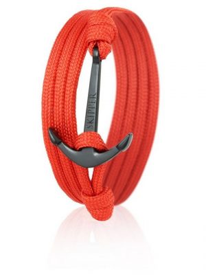 Skipper Armband "Skipper Anker-Armband Wickelarmband Nylon in Rot mit Schwarzem Anker 6628"