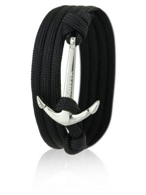 Skipper Armband "Skipper Anker-Armband Wickelarmband Nylon in Schwarz mit Silbernem Anker 6636"