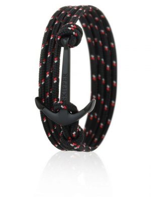 Skipper Armband "Skipper Anker-Armband Wickelarmband Nylon in Schwarz/Rot mit Schwarzem Anker 6972"