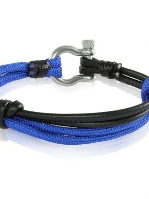 Skipper Armband "Skipper Armband Surferband Knoten maritimes Armband Nylon/Leder Blau/Schwarz 7232"