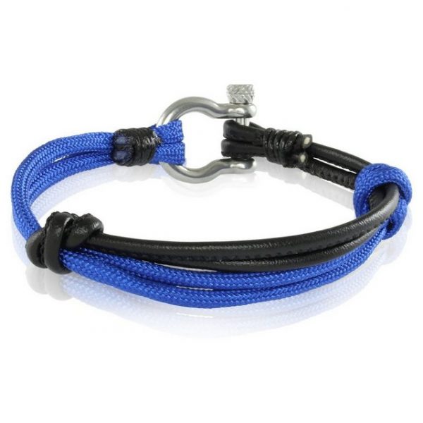 Skipper Armband "Skipper Armband Surferband Knoten maritimes Armband Nylon/Leder Blau/Schwarz 7232"