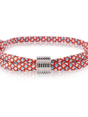 Skipper Armband "Skipper Armband Surferband maritimes Knoten Armband Rot/Blau mit silbernem Anhänger 7369"