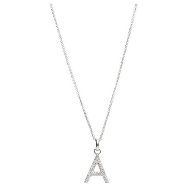 Smart Jewel Kette mit Anhänger "Buchstabe A mit Zirkonia Steine, Silber 925"