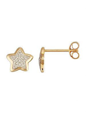 Stern-Ohrstecker mit Diamanten AMY VERMONT Gelbgold