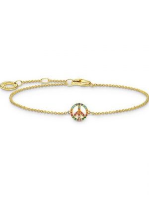 THOMAS SABO Armband "A2083-488-7 Armband Damen Peace mit Bunten Steinen Silber Gold 19 cm"