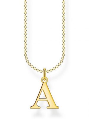 THOMAS SABO Kette mit Anhänger "KE2010-413-39 Halskette mit Anhänger Damen Buchstabe A Silber Vergoldet"