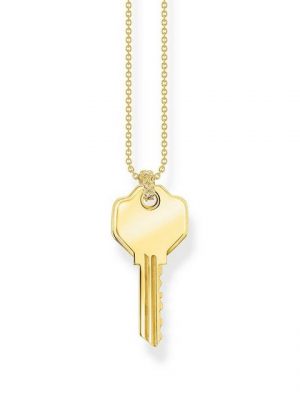 THOMAS SABO Kette mit Anhänger "KE2129-413-39 Halskette Anhänger Damen Schlüssel Silber Vergoldet"