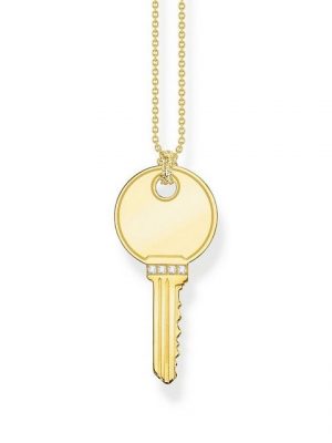 THOMAS SABO Kette mit Anhänger "KE2131-414-14 Halskette mit Anhänger Damen Schlüssel Silber Gelbgold"