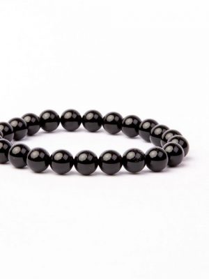 Vascavi Armband "Black Onyx Stone Edelstein", Made in Germany, Naturstein, Chakrastein, 6 mm oder 8 mm