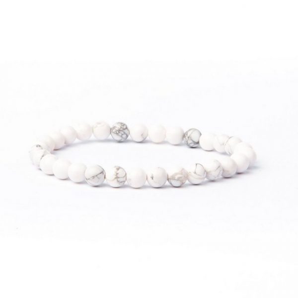 Vascavi Armband "Howlite Edelstein", Made in Germany, Naturstein, Chakrastein, 6 mm oder 8 mm