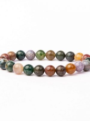 Vascavi Armband "Indischer Achat Edelstein", Made in Germany, Naturstein, Chakrastein, 6 mm oder 8 mm, Indian Agate