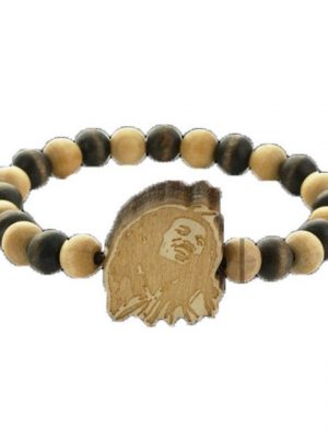 WOOD FELLAS Armband "WOOD FELLAS Armband Mode-Schmuck cooles Holz-Armband mit Bob Marley Anhänger Statement-Armband Braun"