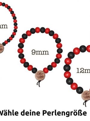 WOOD FELLAS Armband "WOOD FELLAS Armband mit Holz-Perlen basic Arm-Schmuck Deluxe Pearl Bracelet Holzanhänger Schwarz/Rot"