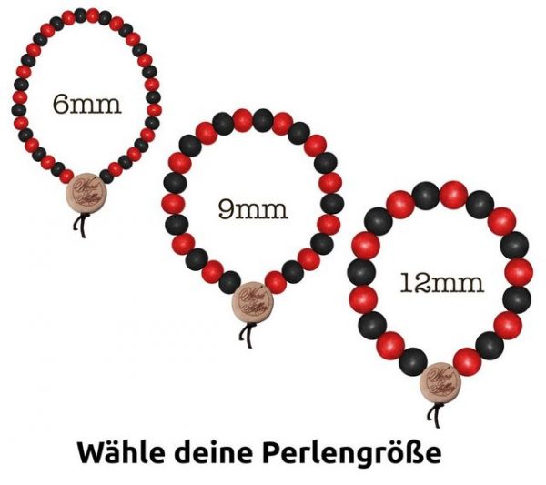 WOOD FELLAS Armband "WOOD FELLAS Armband mit Holz-Perlen basic Arm-Schmuck Deluxe Pearl Bracelet Holzanhänger Schwarz/Rot"