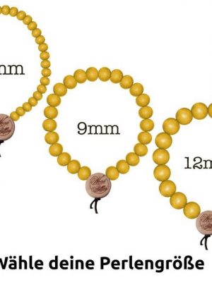 WOOD FELLAS Armband "WOOD FELLAS Armband mit Holz-Perlen cooler Mode-Schmuck Deluxe Pearl Bracelet Holzanhänger Neongelb"