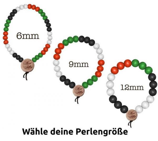 WOOD FELLAS Armband "WOOD FELLAS Holz-Armband eleganter Arm-Schmuck Deluxe Pearl Bracelet Holzanhänger Weiß/Rot/Grün"