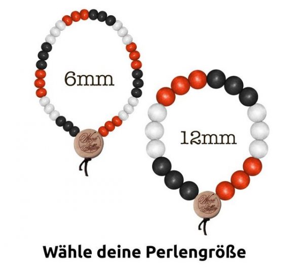 WOOD FELLAS Armband "WOOD FELLAS Mode-Schmuck lockeres Holz-Armband Deluxe Pearl Bracelet Holzanhänger Schwarz/Rot/Weiß"