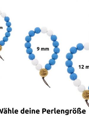 WOOD FELLAS Armband "WOOD FELLAS Mode-Schmuck stylisches Holz-Armband Deluxe Pearl Bracelet Holzanhänger Blau/Weiß"