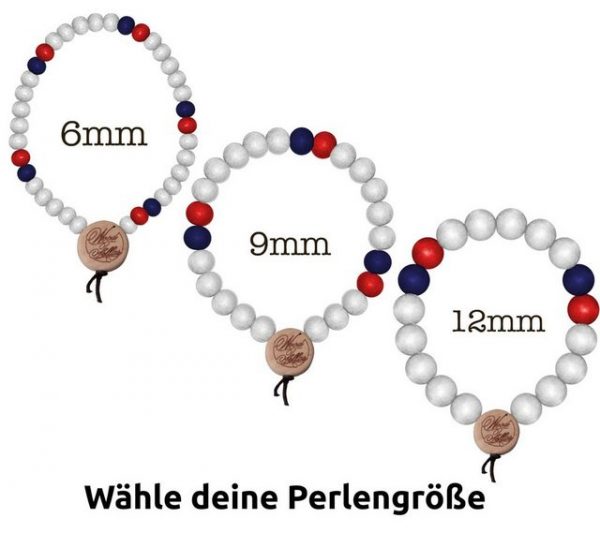 WOOD FELLAS Armband "WOOD FELLAS Perlen-Armband moderner Holz-Schmuck Deluxe Pearl Bracelet Hals-Schmuck Weiß/Rot/Navy"