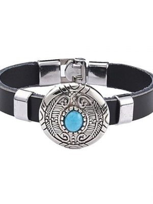 Westernlifestyle Lederarmband "Armband mit türkisem Stein auf rundem Concho"