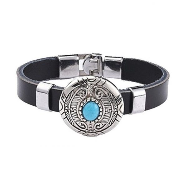 Westernlifestyle Lederarmband "Armband mit türkisem Stein auf rundem Concho"