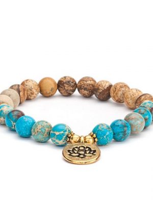 bodhi Perlenarmband "Mala Armband mit Jaspis und Türkis, Modeschmuck"